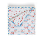 Blue Rust Fish Waves Mulmul Baby Dohar 40x40/60x90 - Eyaas